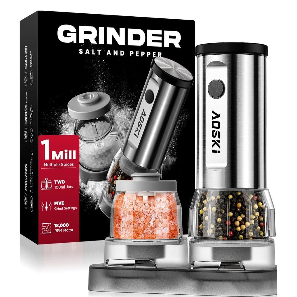 Conjunto elétrico de moedor de sal e pimenta AOSKI Recarregável