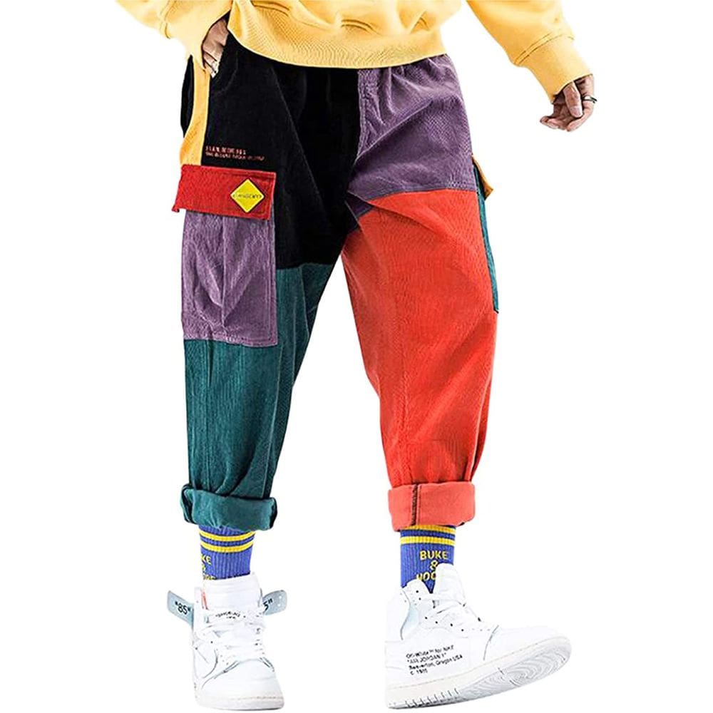 Calças cargo Aelfric Eden Color Patchwork para homens e mulheres