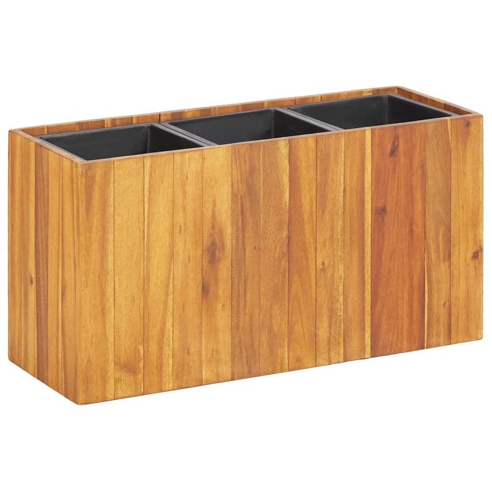 Cama elevada de jardim VidaXL de madeira maciça de acácia com 3 vasos