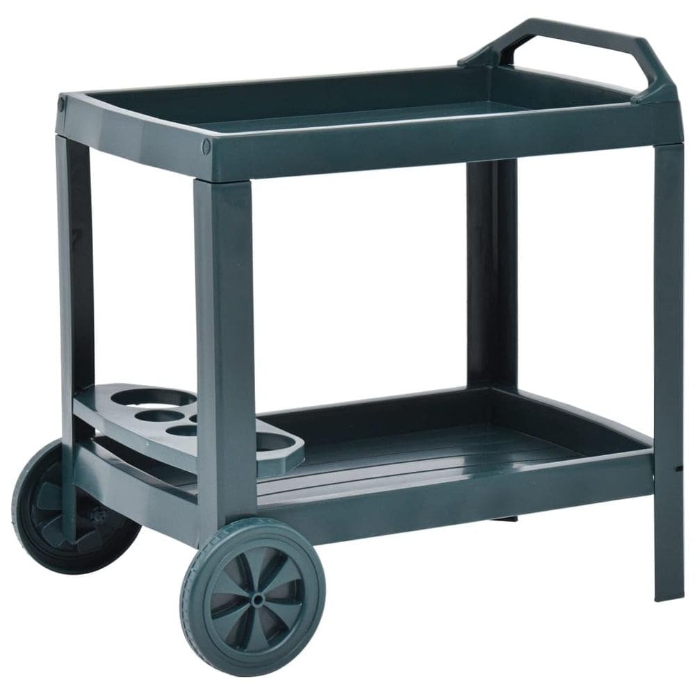 Carrinho de bebidas vidaXL Versatile com design de 2 níveis em plástico verde