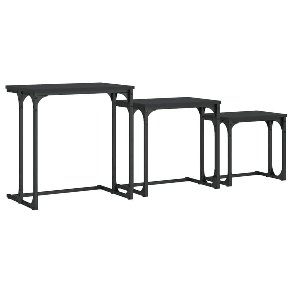 Mesas de café Nesting VidaXL, conjunto de 3 madeiras pretas de engenharia
