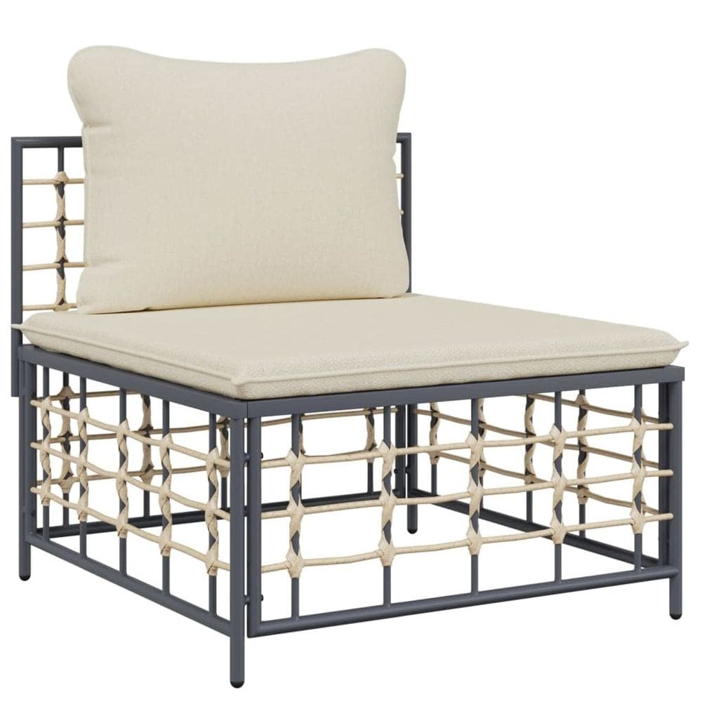 Sofá médio de pátio vidaXL Trendy Poly Rattan Bege