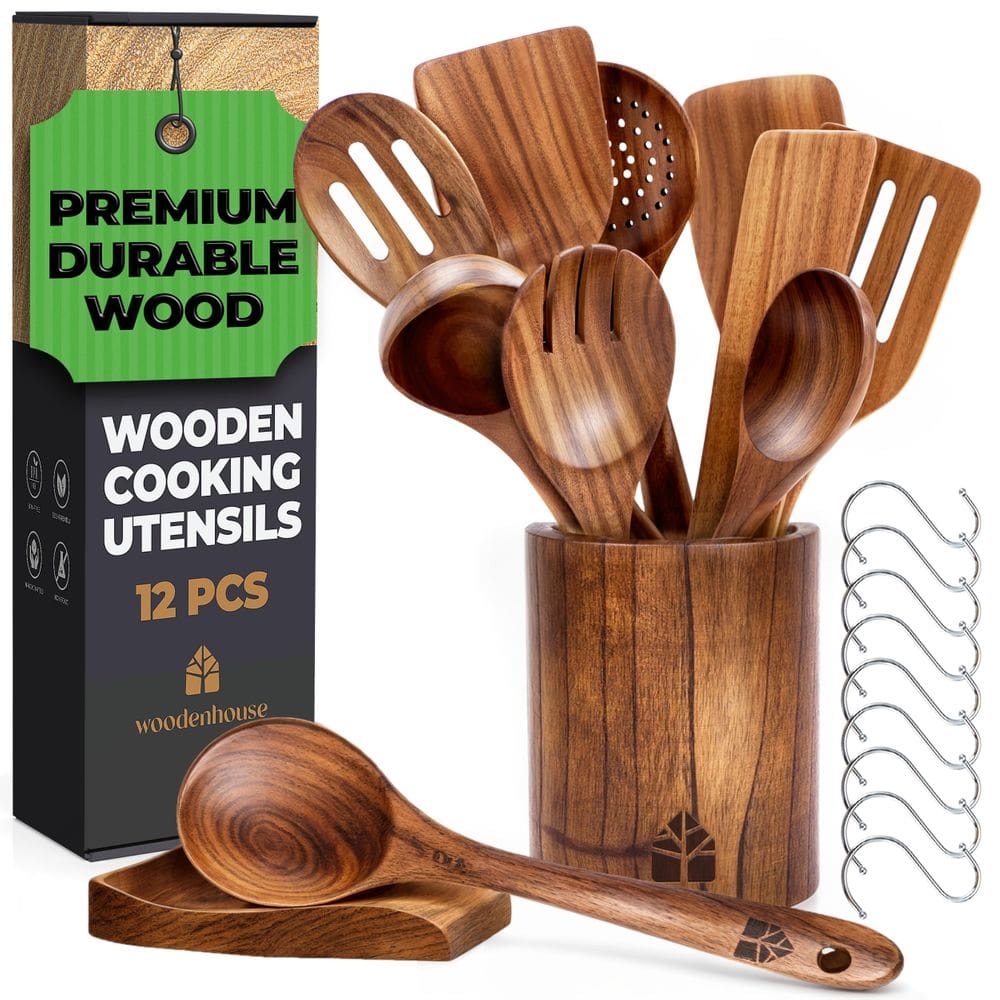 Conjunto de utensílios de cozinha Woodenhouse Woodenhouse Wooden Teak Wood 12 unidades