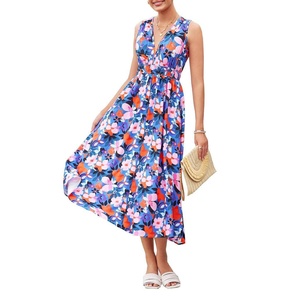 Vestido Flessibili 2025 de verão sem mangas com decote em V Boho Beach