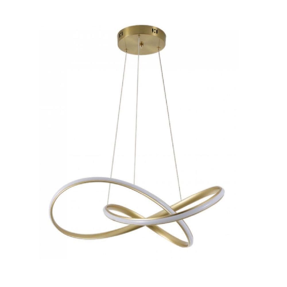 Pendente De Led 63Cm Dourado Para Mesa De Jantar Living