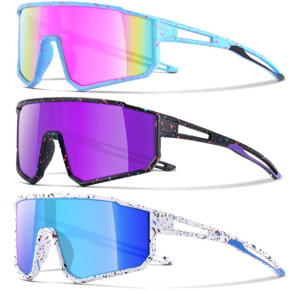 Óculos de sol CMBJJU Kids Baseball 8-14 anos UV400, pacote com 3