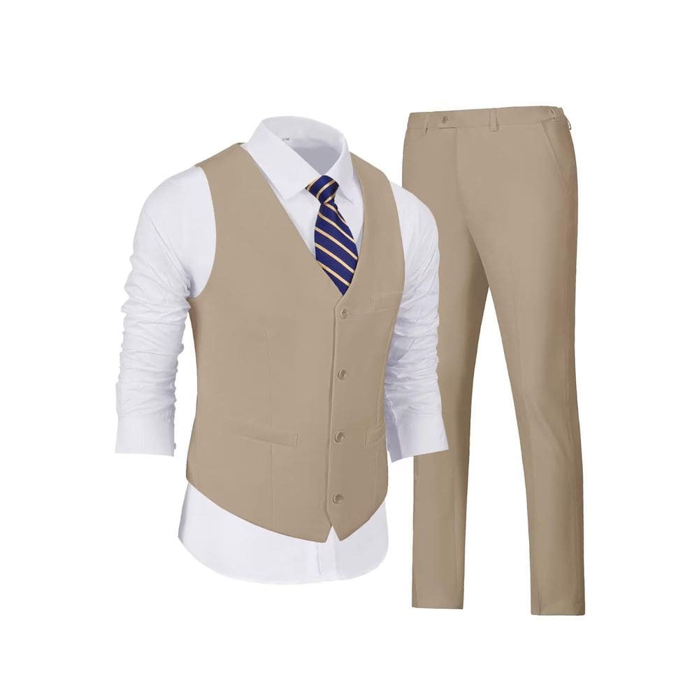 Conjunto de calças Suit Wehilion Champagne para homens Slim Fit