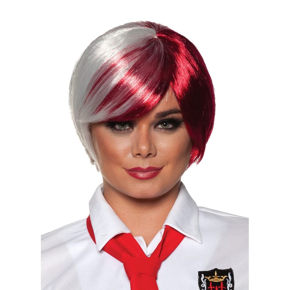 Peruca de cosplay UNDERWRAPS Crunchyroll Anime branca/vermelha Short Bob