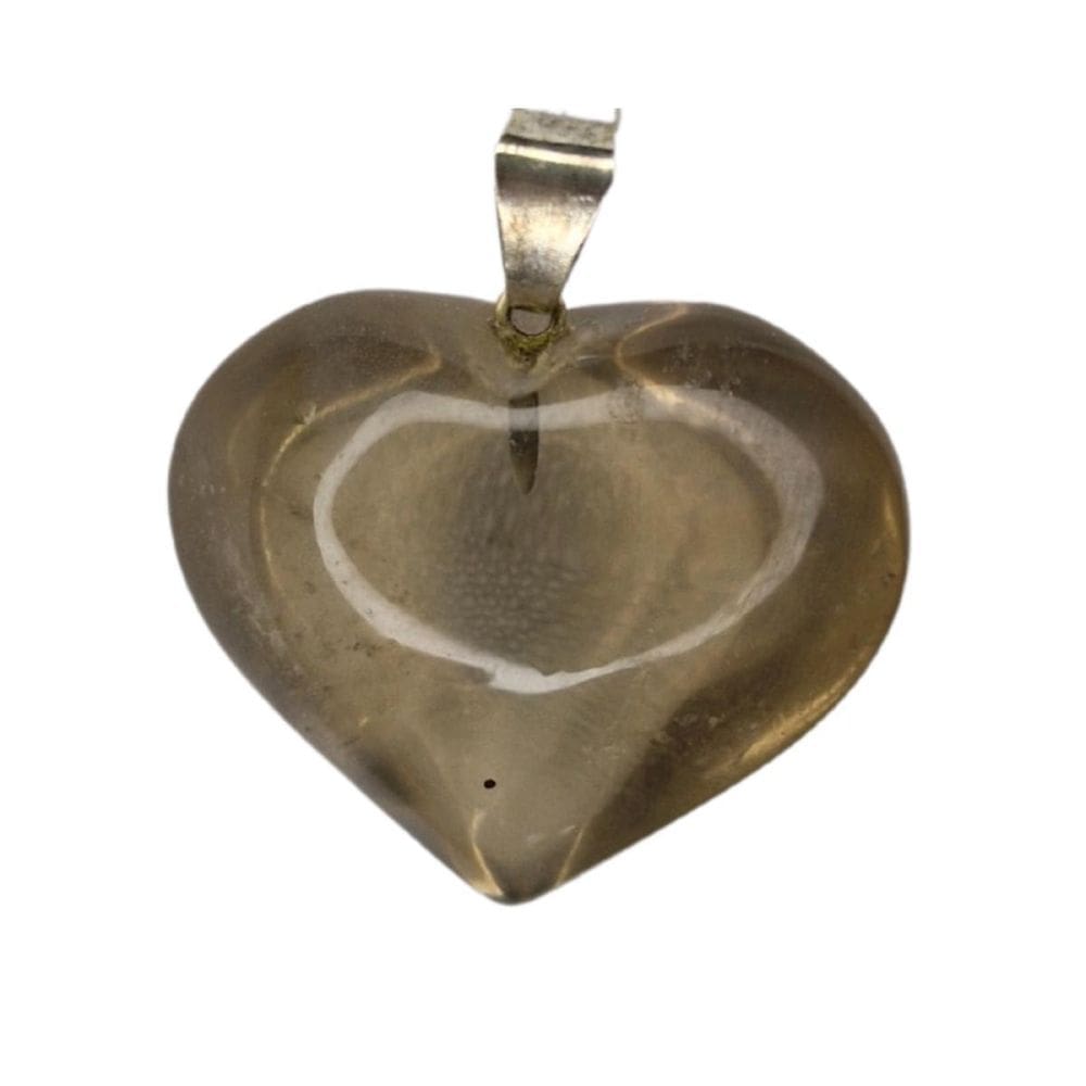 Pingente De Pedra Quartzo Fumê Coração Natural