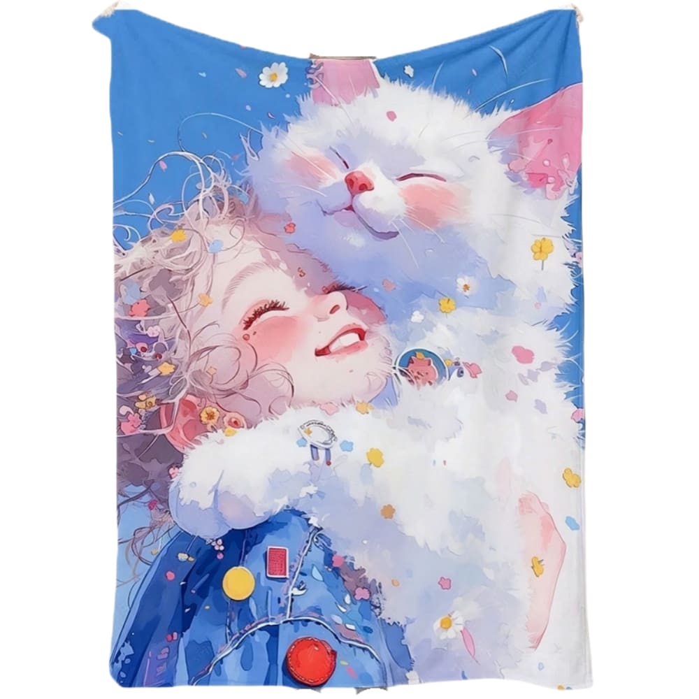 Cobertor SANMUU com estampa de flanela macia digital fofa com gato