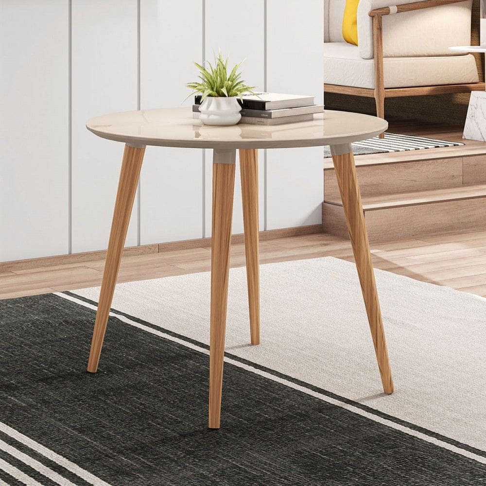 Mesa de Madeira Indy com Tampo de Vidro Off White -  Pnr Móveis