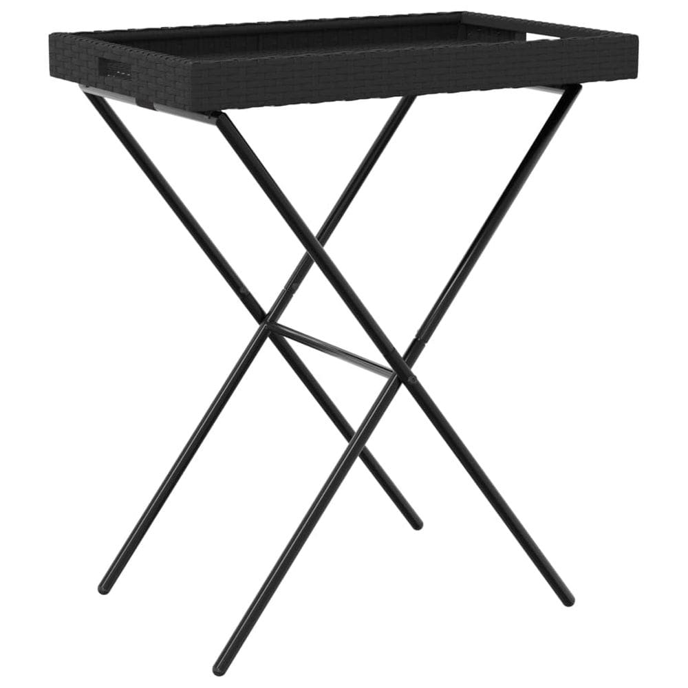 Mesa de tabuleiro vidaXL Poly Rattan dobrável removível preta