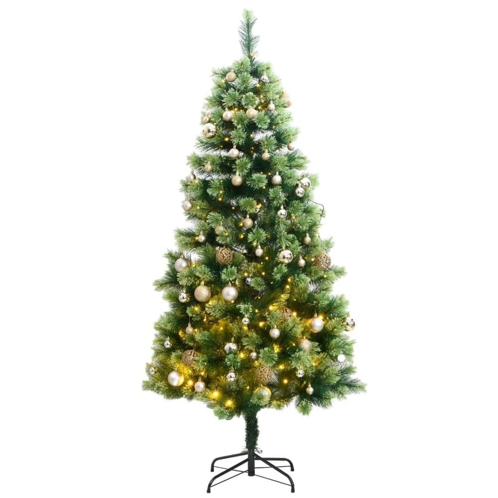 Árvore de Natal artificial vidaXL com 300 LEDs e enfeites de 210 cm