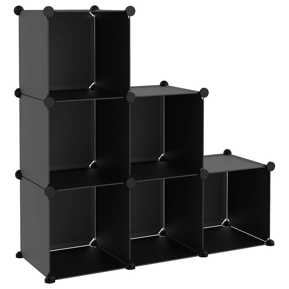 Organizador de armazenamento vidaXL 6-Cube Black Waterproof PP Plastic