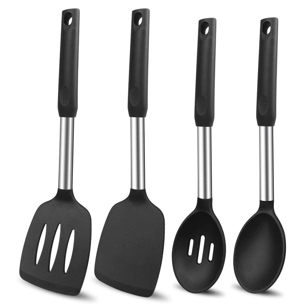 Conjunto de utensílios de cozinha, espátulas e colheres de silicone Beijiyi, pacote com 4