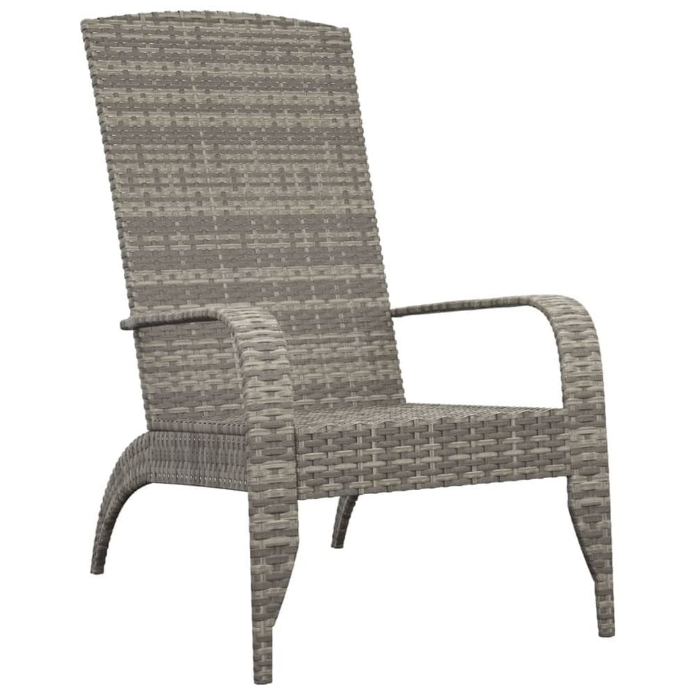 Cadeira Patio Adirondack VidaXL Confortável Cinza Poly Rattan