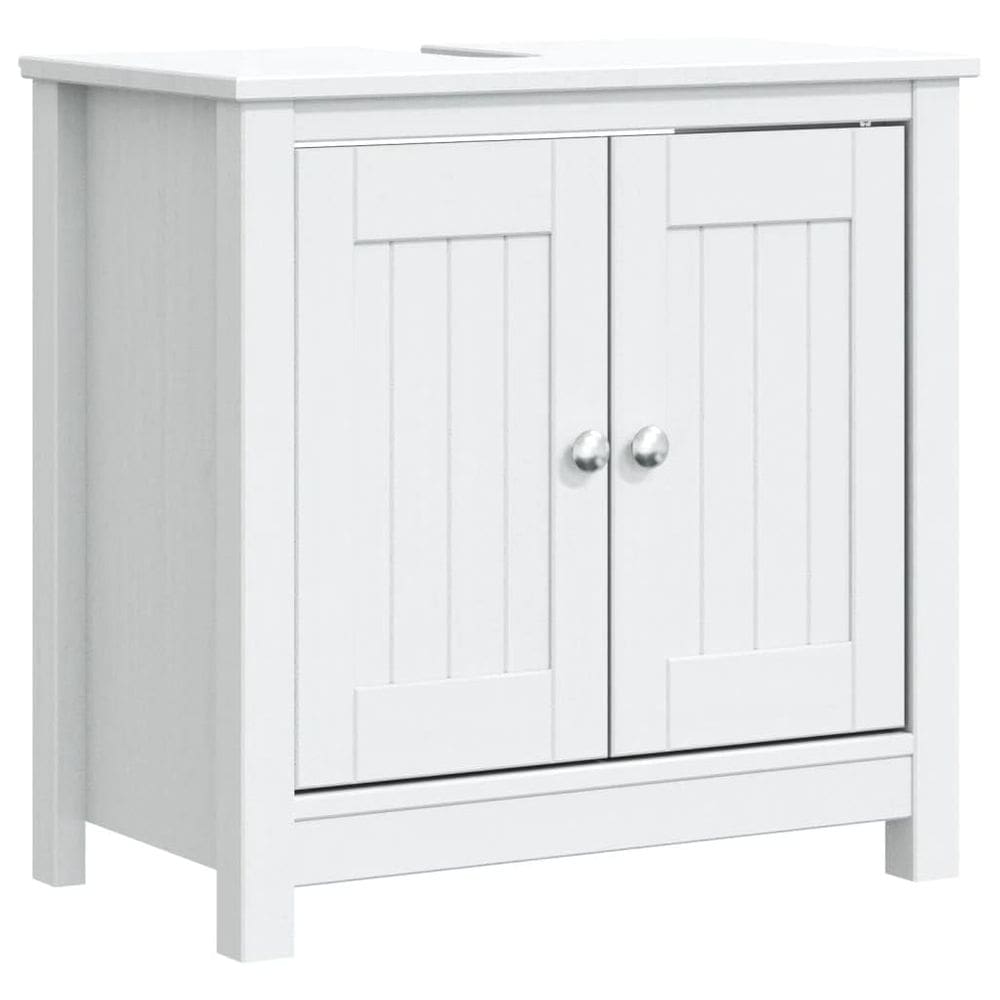 Armário de pia de banheiro vidaXL Berg Solid Pine Wood White