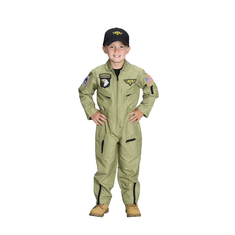 Roupa de piloto de caça Aeromax Jr. Tamanho 4/6 com boné bordado