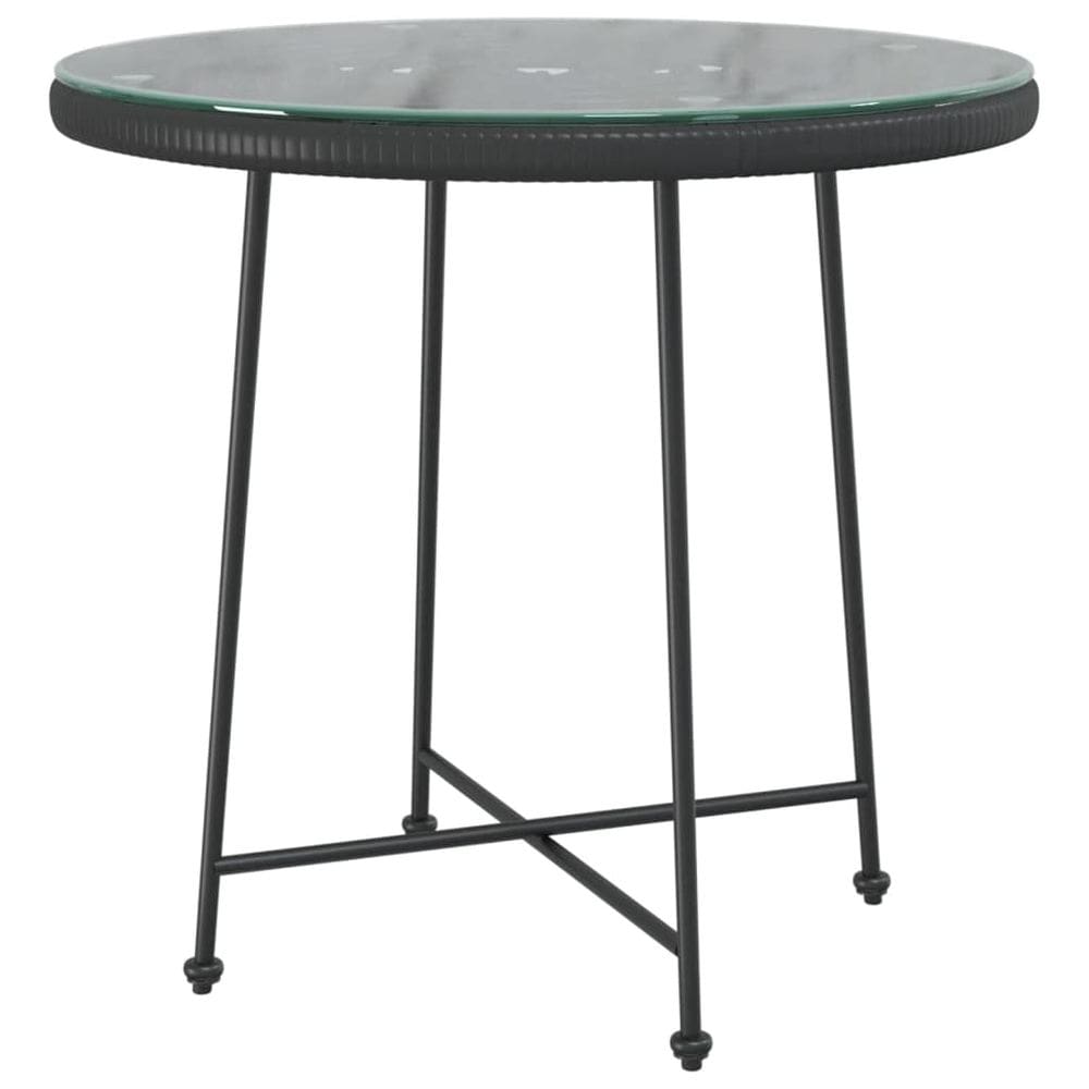 Mesa de jantar vidaXL em aço temperado preto com 80 cm de diâmetro.
