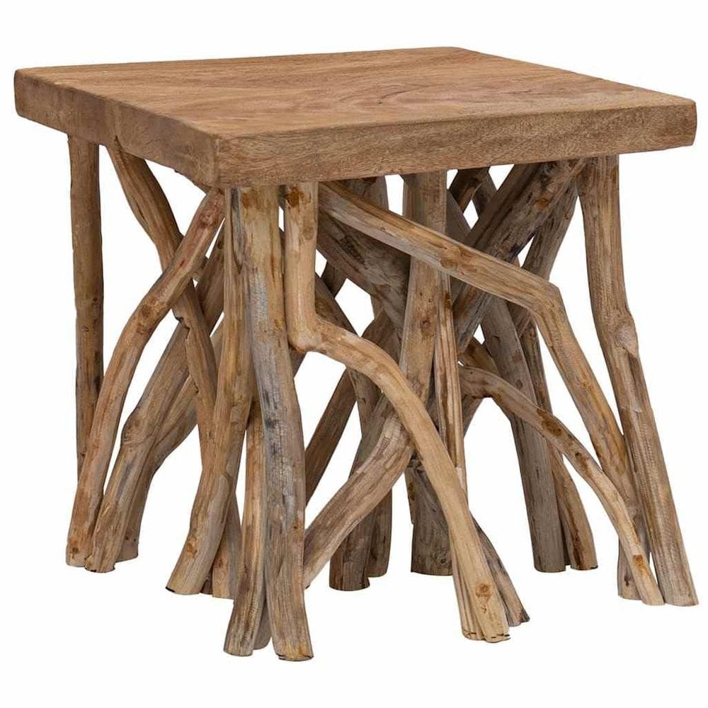 Mesa de café vidaXL de madeira maciça estilo rústico com pernas de madeira