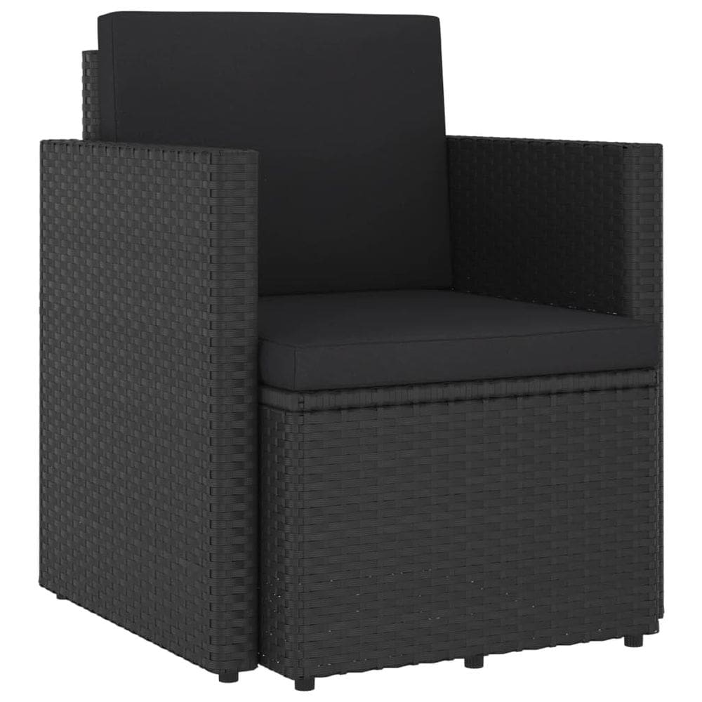 Cadeira de pátio vidaXL Stylish Poly Rattan Outdoor Black com almofadas