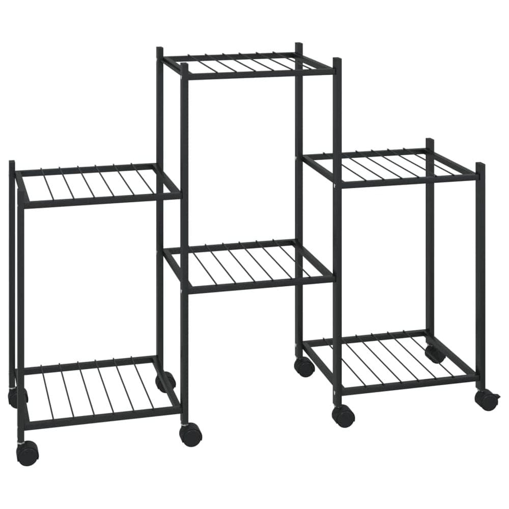 Suporte de flores vidaXL em ferro preto com rodas 83x25x63,5 cm