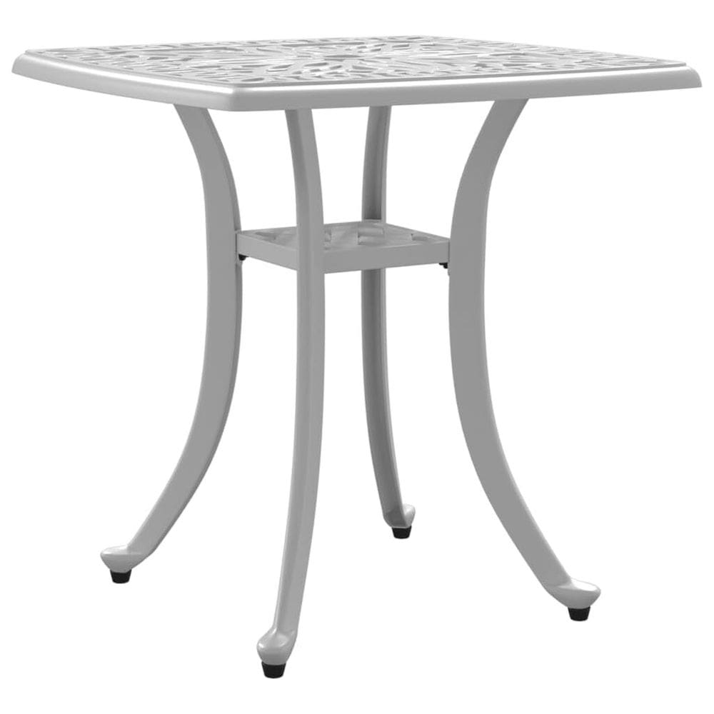 Mesa de pátio VidaXL em alumínio fundido branco 53x53cm com orifício para guarda-chuva