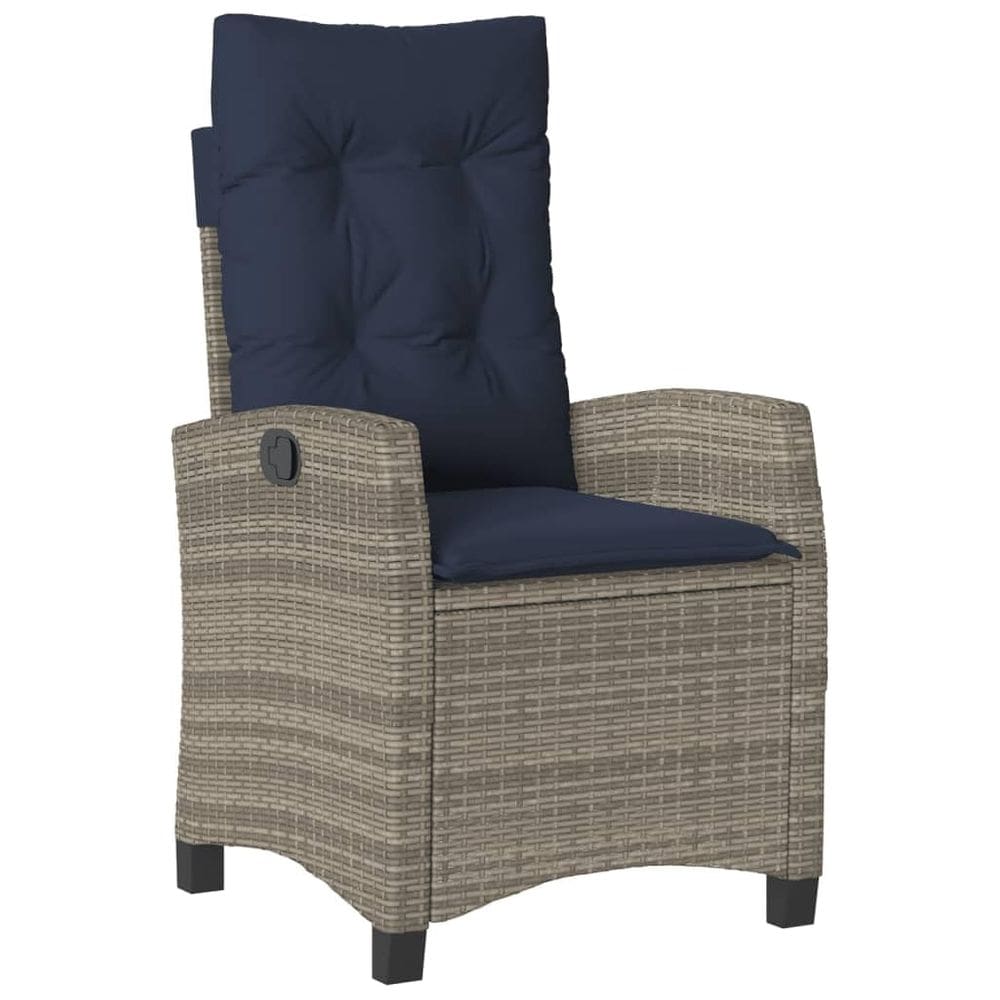 Cadeira de pátio reclinável vidaXL Outdoor Grey Poly Rattan