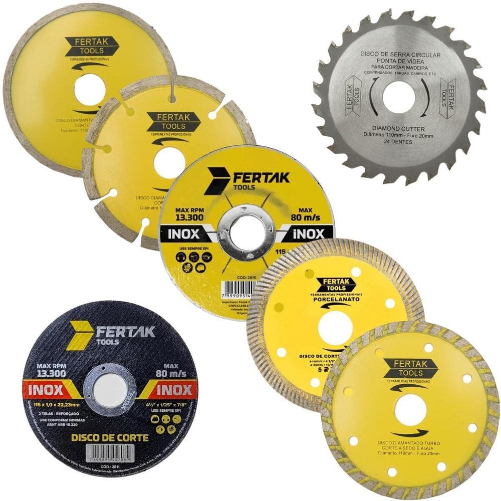 Kit 06 Discos Corte Metal Porcelanato Madeira + Desbaste