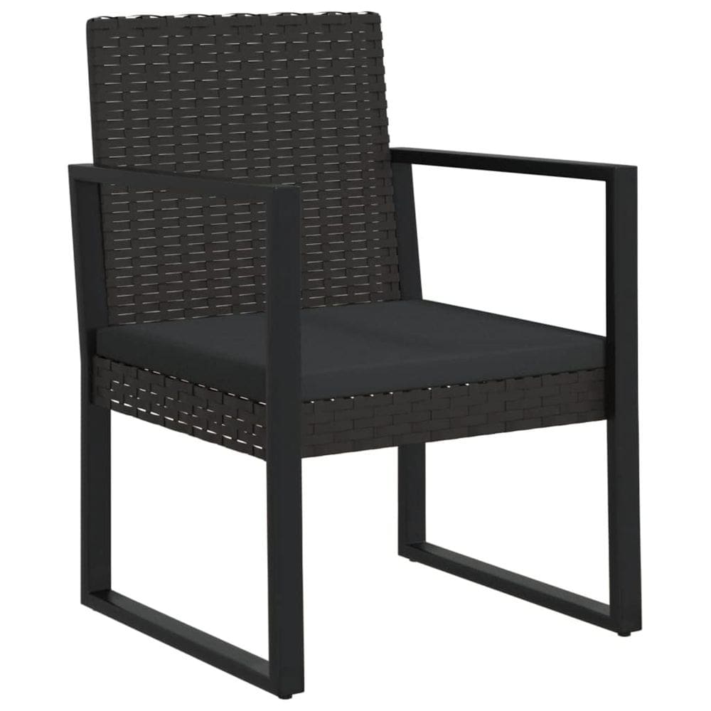 Poltrona de pátio vidaXL Modern com almofada Black Poly Rattan