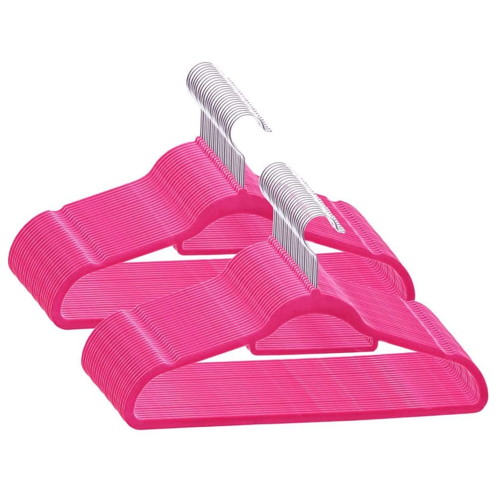 Conjunto de cabides de roupas vidaXL, veludo rosa, plástico durável, 50 unidades