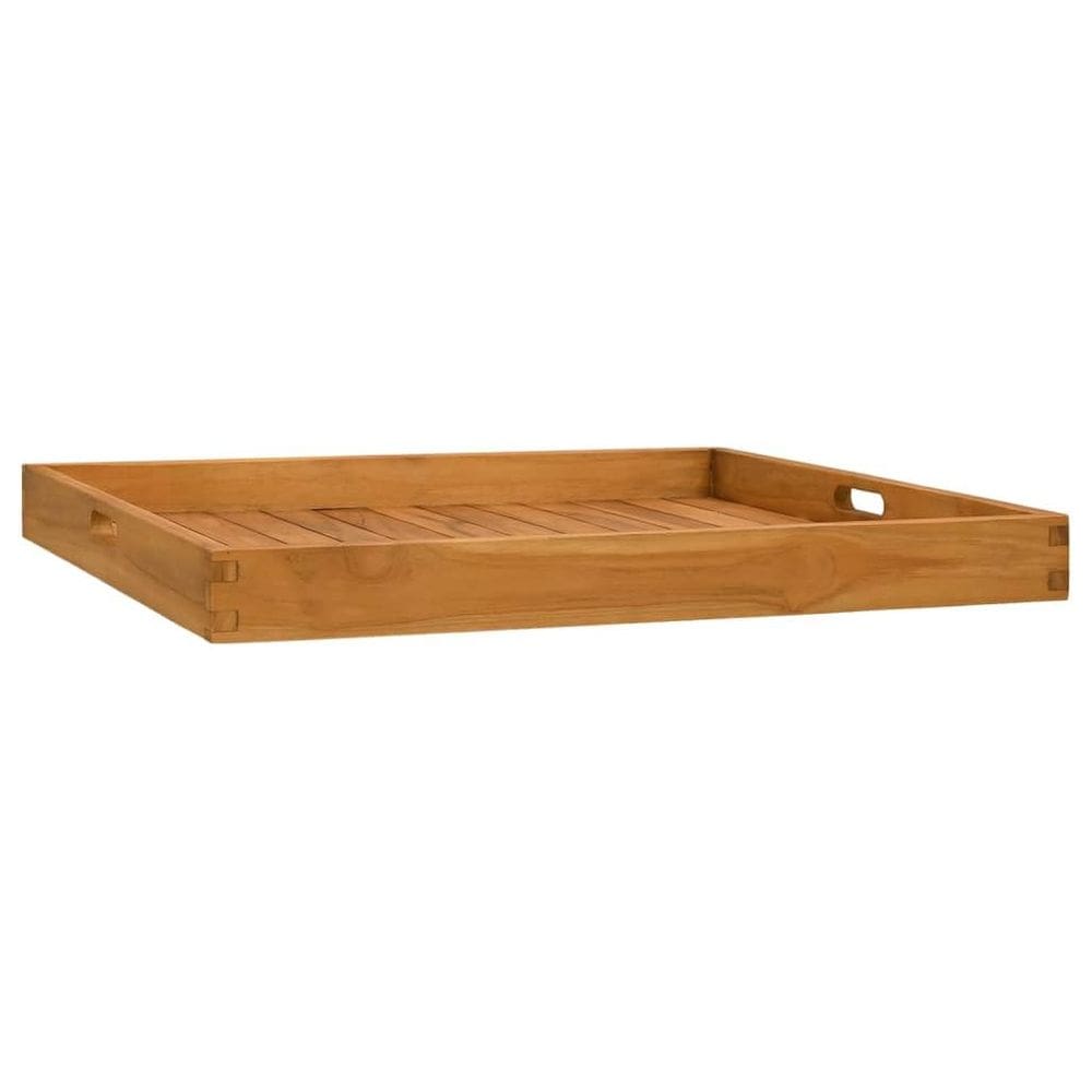 Bandeja de servir vidaXL de madeira maciça de teca grande 70x70cm com alças