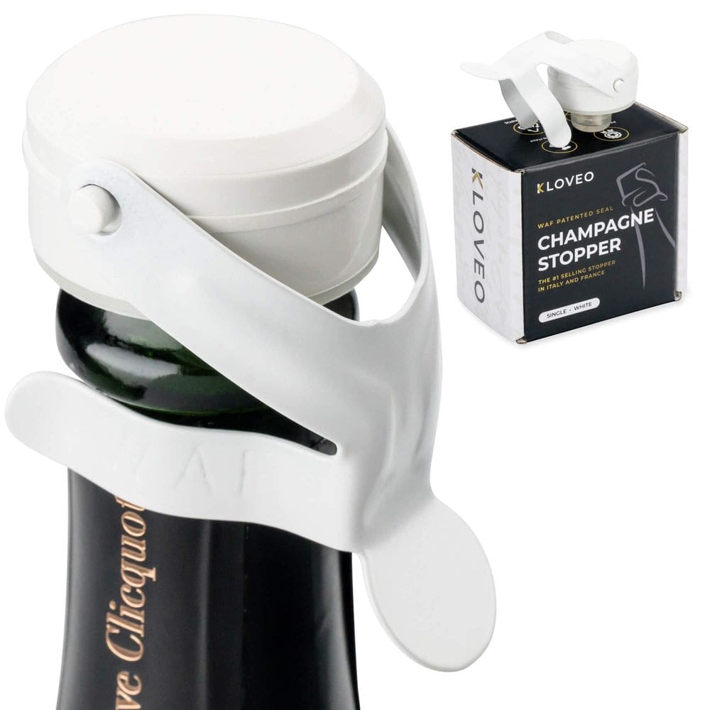 Tampa de champanhe de plástico durável KLOVEO White WAF para 750 ml