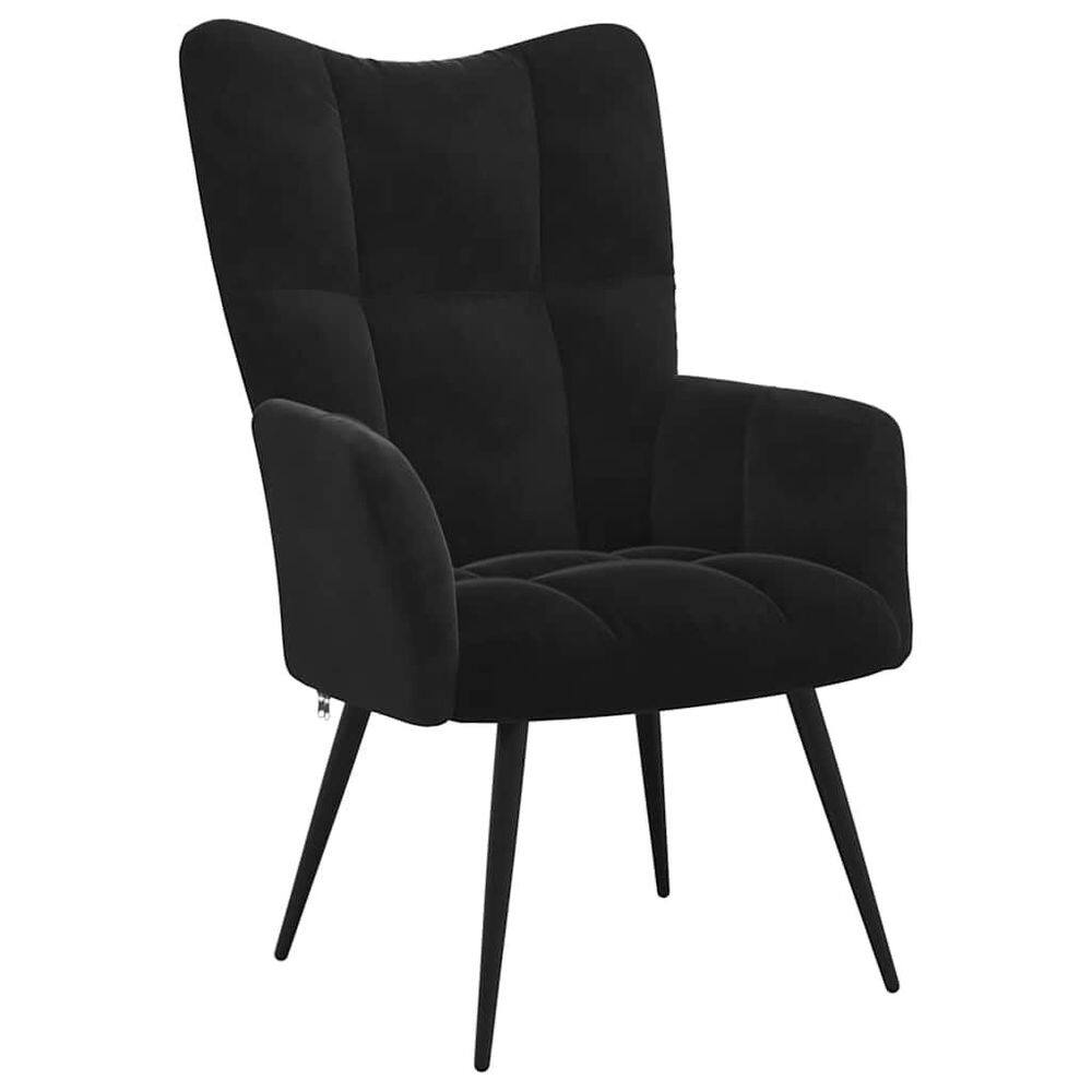 Cadeira relaxante vidaXL Black Velvet Modern Design Steel Frame