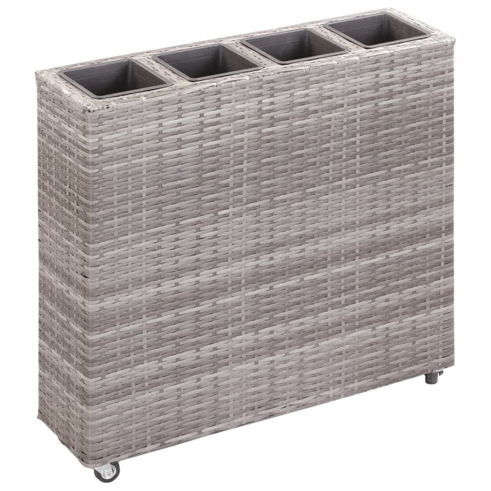 Cama elevada de jardim VidaXL com 4 potes de plástico Poly Rattan Grey