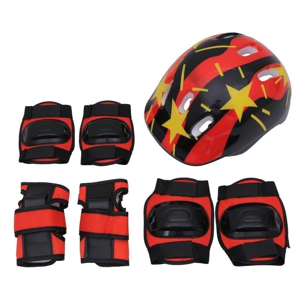 Kit Esportivo Ajustável Infantil Capacete Joelheira Cotoveleira Proteção Esporte Bicicleta Skate Patins 7 Peças