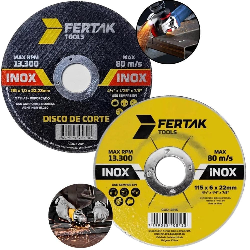 Disco De Desbaste Metal Aço Ferro Inox + Disco De Corte