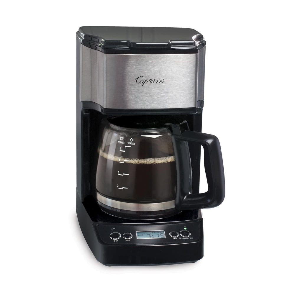 Cafeteira Capresso 5-Cup Mini Drip preta/aço inoxidável
