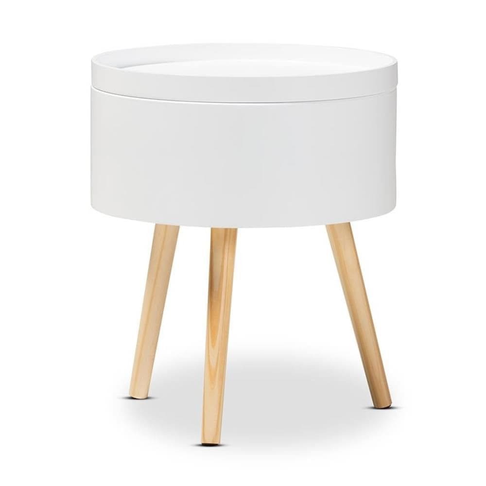 Mesa de cabeceira Baxton Studio Jessen de madeira branca com tampo removível