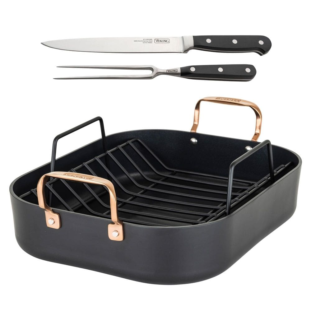 Assadeira Viking Hard Anodizada 33 cm x 40 cm com conjunto de escultura