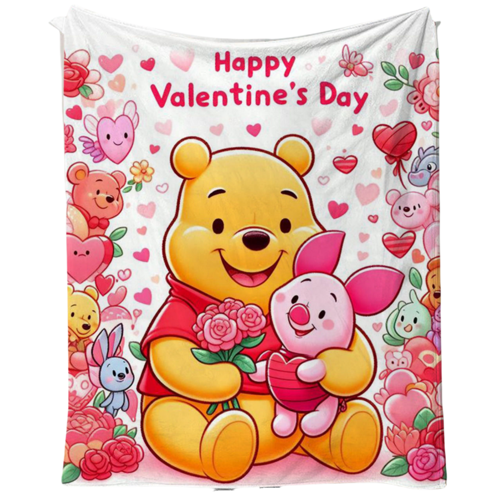 Cobertor SANMU Flannel Soft Anime Pooh Bear Piglet 300g