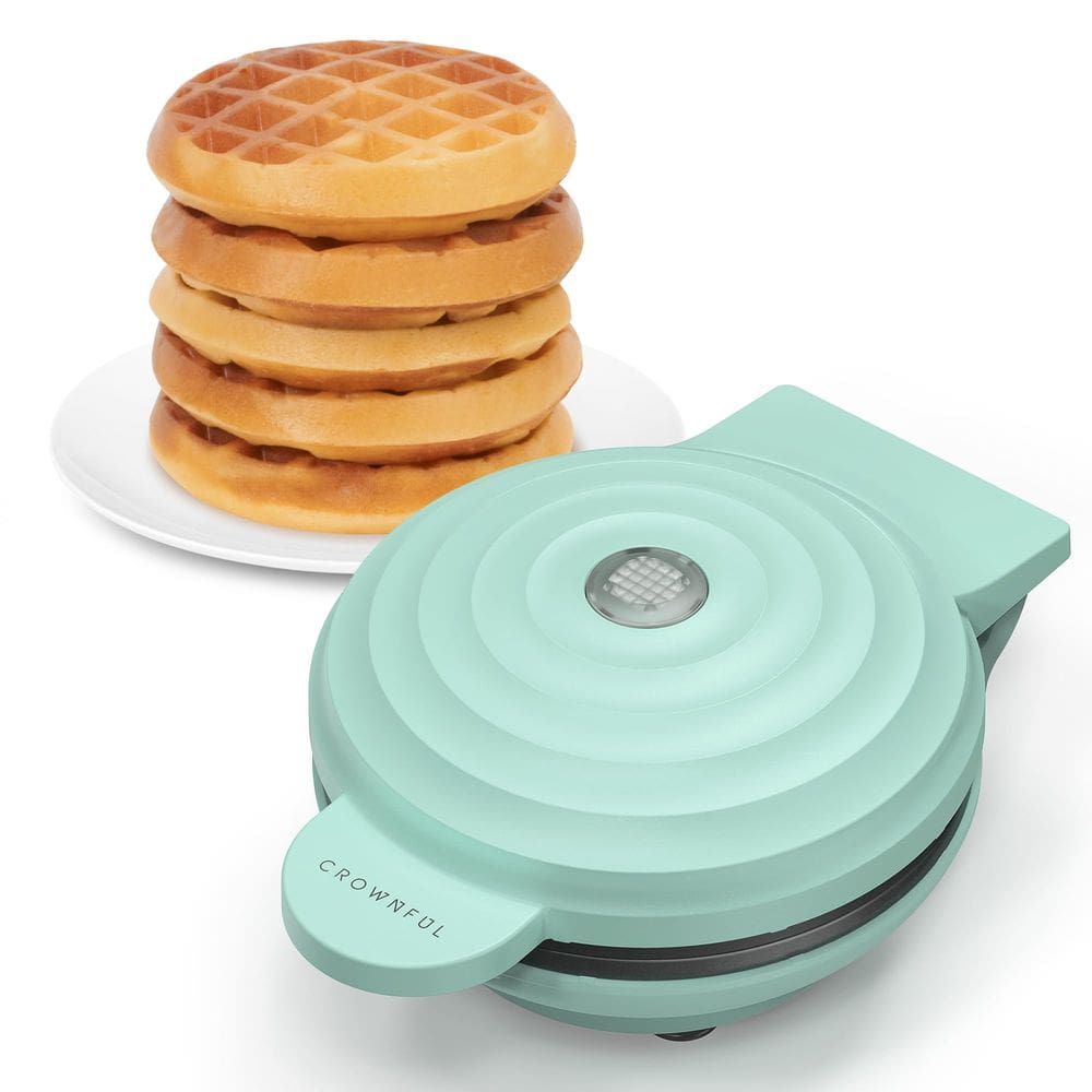 Máquina de waffles CROWNFUL Mini 4 Chaffle Maker, antiaderente, preta