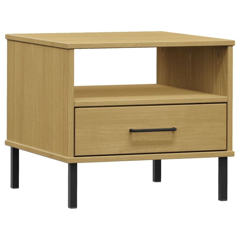 Mesa de cabeceira vidaXL em madeira maciça de pinho marrom com gaveta 45x45x45cm