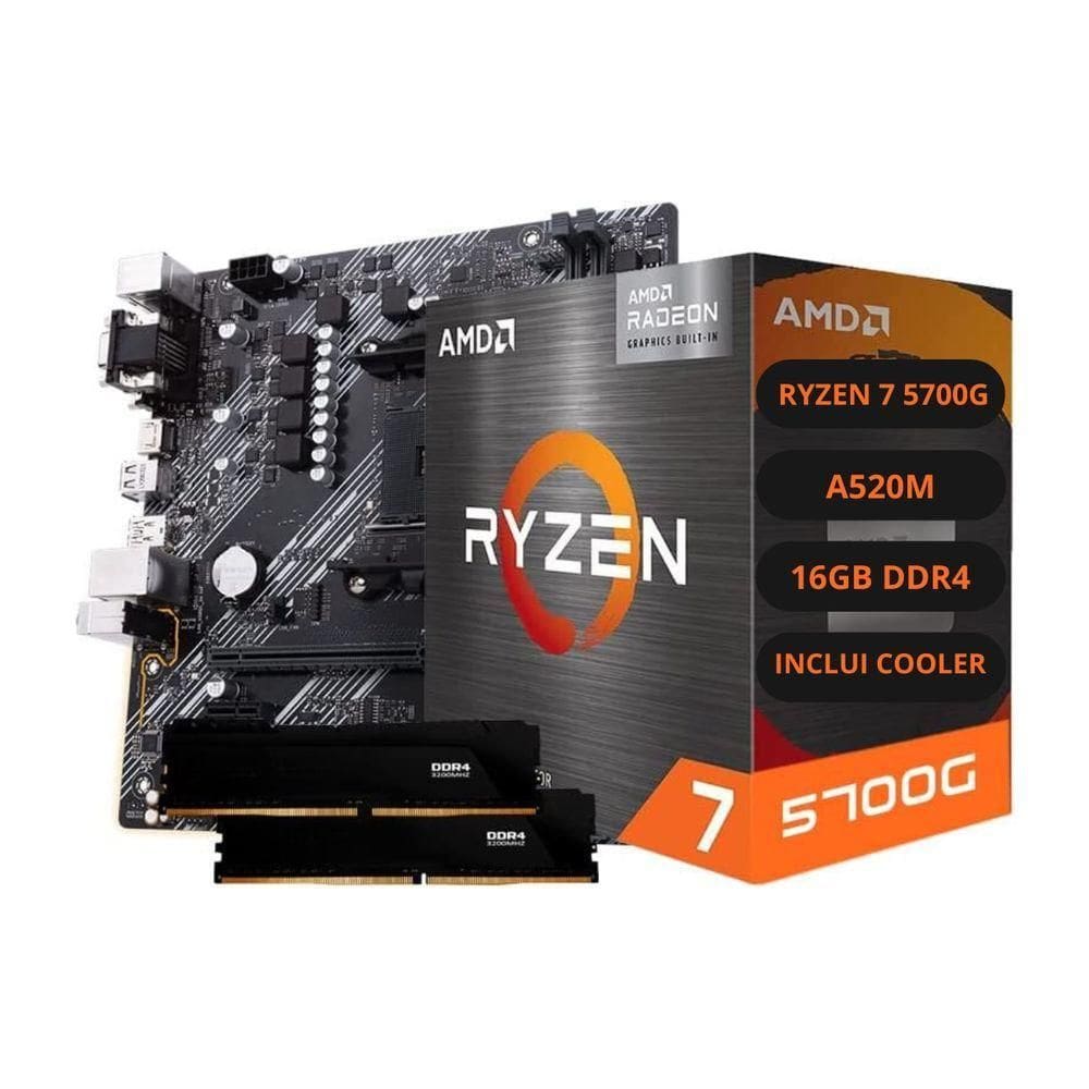 Kit Upgrade Amd Ryzen 7 5700g Vega 8 Placa Mãe A520 Memória Ram 16gb Ddr4