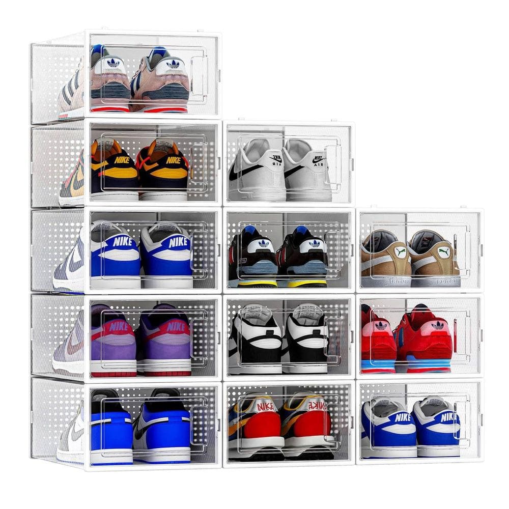 Organizador de sapatos, caixas de armazenamento, Seseno Clear Plastic, pacote com 12