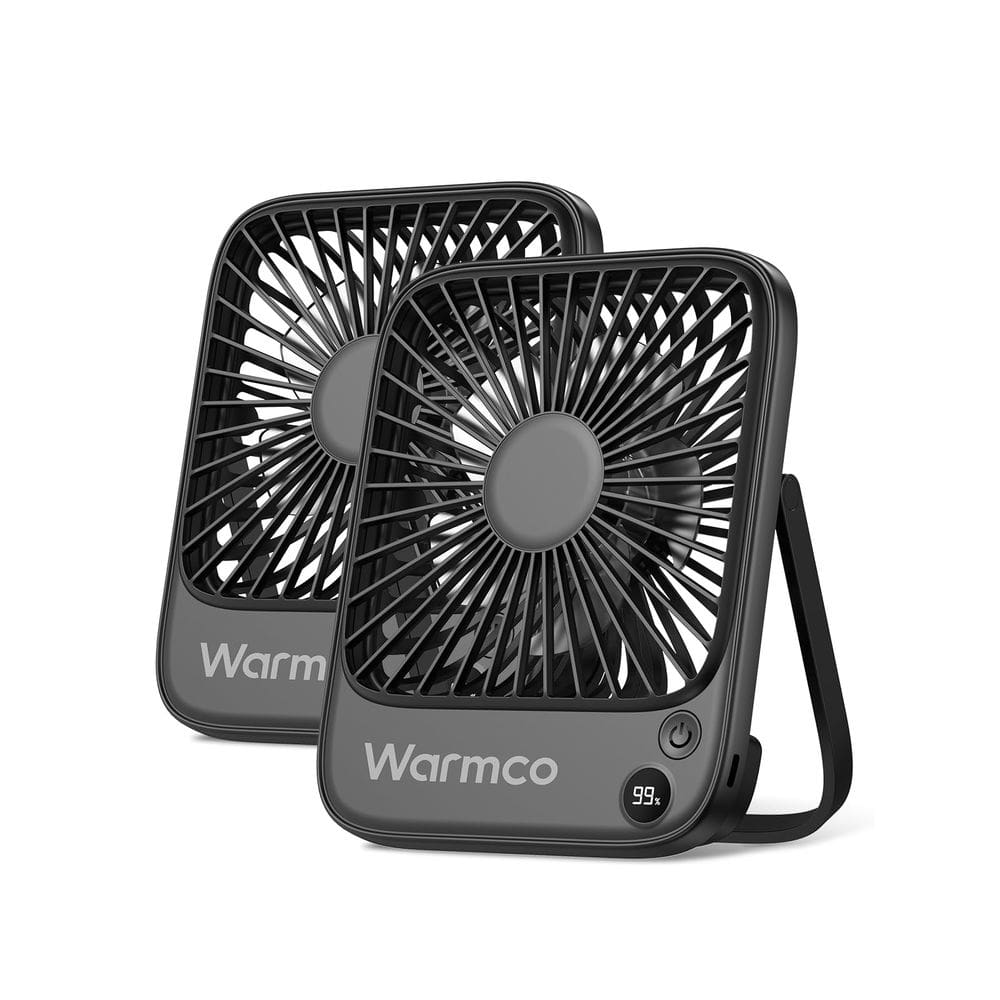 Ventilador de viagem portátil Warmco 5000mAh com 2 baterias recarregáveis