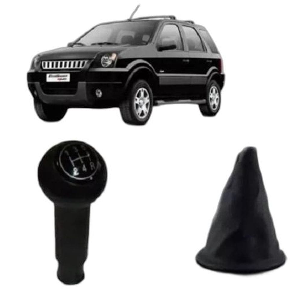 Manopla Câmbio Lente Coifa Aro Preto Ecosport 2003 A 2007