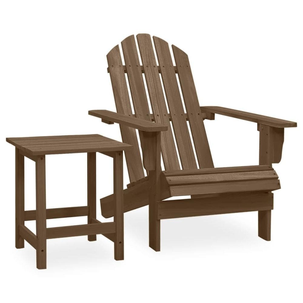 Cadeira Patio Adirondack VidaXL Brown em madeira maciça de abeto com mesa