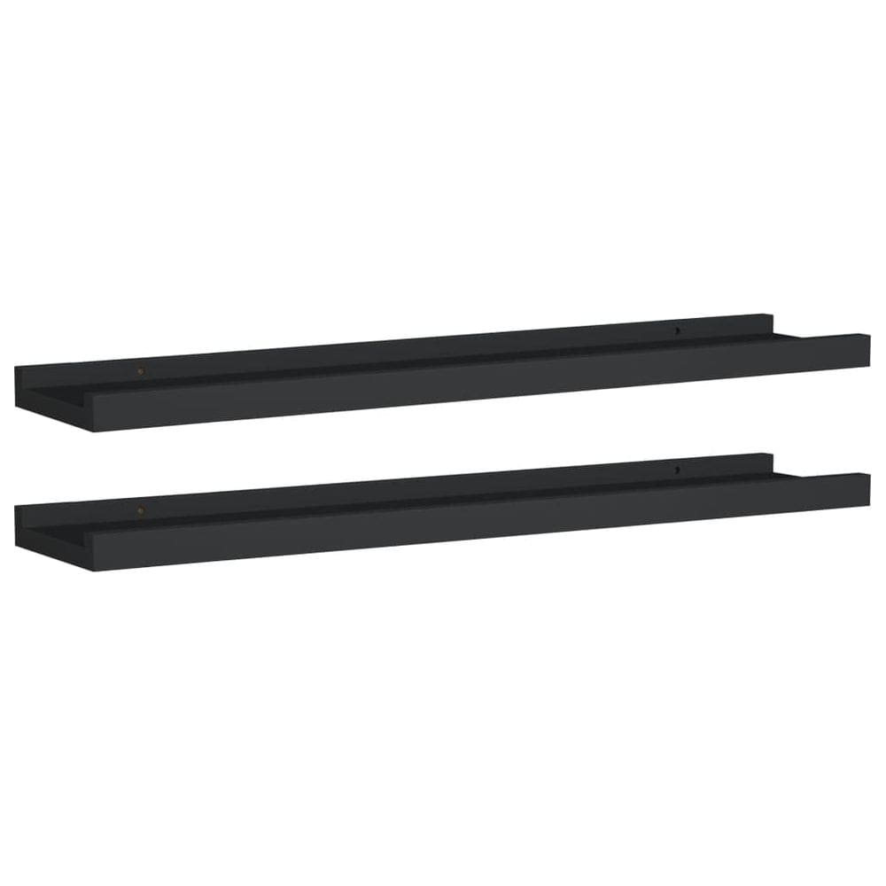 Prateleiras de borda para molduras montadas na parede vidaXL Black MDF