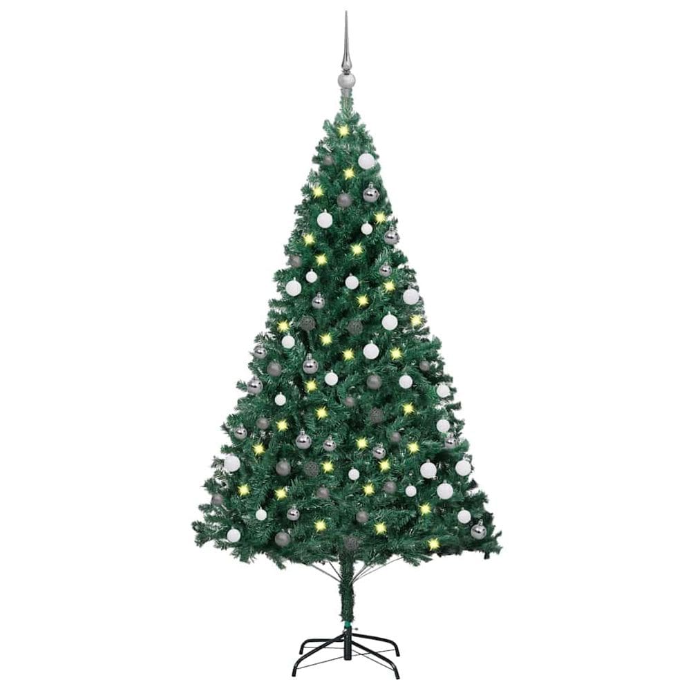 Árvore de Natal vidaXL 180cm com LEDs e bolas com eficiência energética